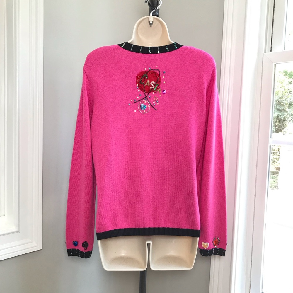 Vintage Berek Las Vegas Casino Travel Cardigan Sweater ~ Women’s Medium NWT - Picture 6 of 13